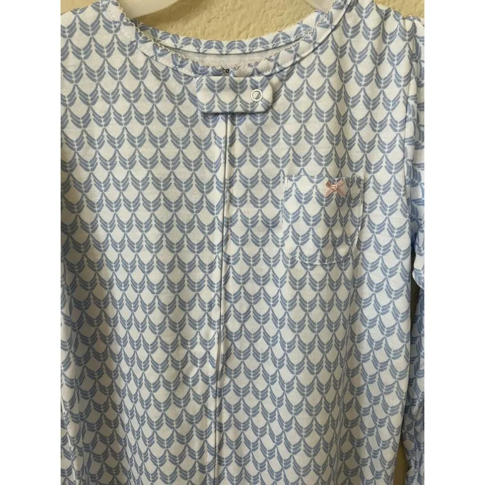 Carter's Blue Geometric Pink Bow Zip Up Girls' Footed Pajamas Size 5T